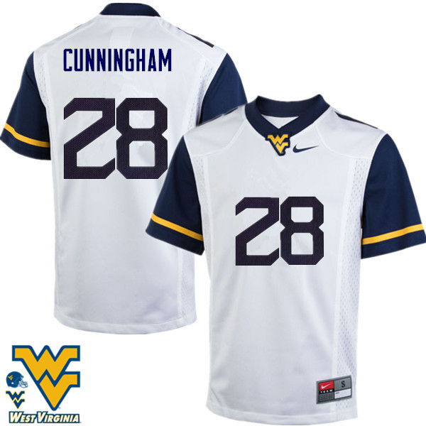 NCAA Men's Nunu Cunningham West Virginia Mountaineers White #28 Nike Stitched Football College Authentic Jersey GL23O36UL